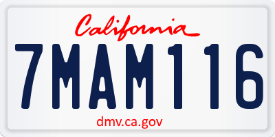 CA license plate 7MAM116