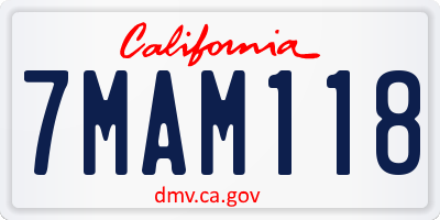CA license plate 7MAM118