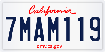 CA license plate 7MAM119