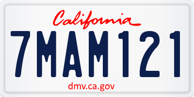 CA license plate 7MAM121