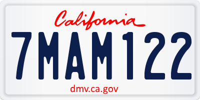 CA license plate 7MAM122