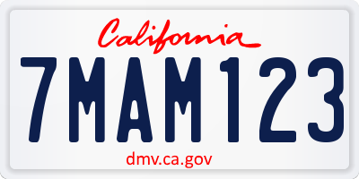 CA license plate 7MAM123