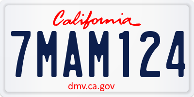 CA license plate 7MAM124