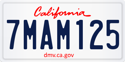 CA license plate 7MAM125