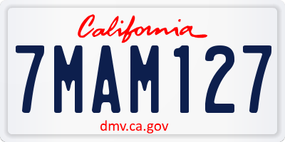 CA license plate 7MAM127