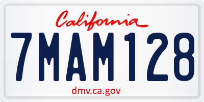 CA license plate 7MAM128