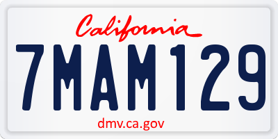CA license plate 7MAM129