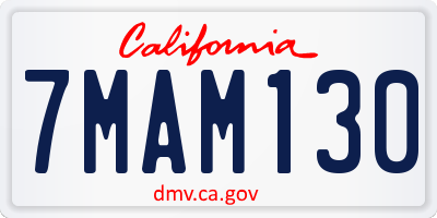 CA license plate 7MAM130