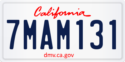 CA license plate 7MAM131