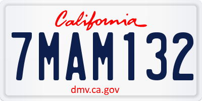 CA license plate 7MAM132