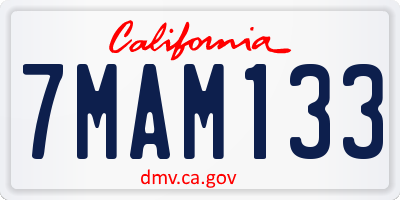 CA license plate 7MAM133