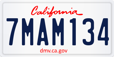 CA license plate 7MAM134