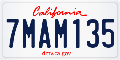 CA license plate 7MAM135