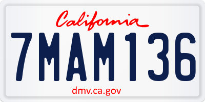 CA license plate 7MAM136