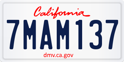 CA license plate 7MAM137
