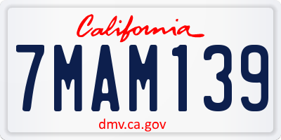 CA license plate 7MAM139