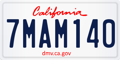 CA license plate 7MAM140