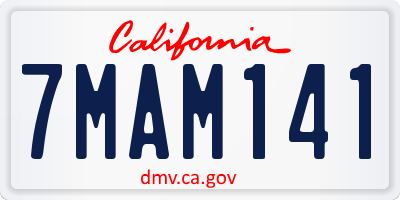 CA license plate 7MAM141