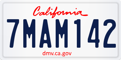 CA license plate 7MAM142