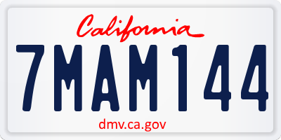 CA license plate 7MAM144