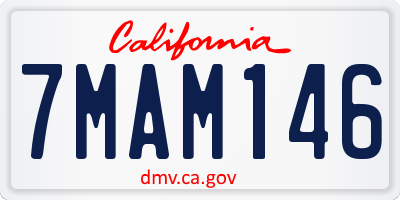 CA license plate 7MAM146