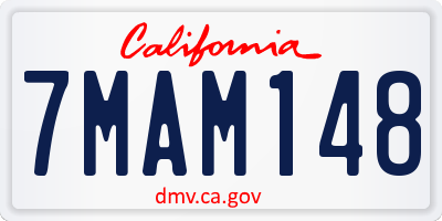 CA license plate 7MAM148