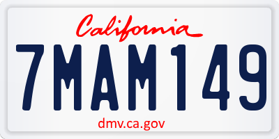 CA license plate 7MAM149