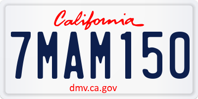 CA license plate 7MAM150