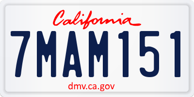CA license plate 7MAM151