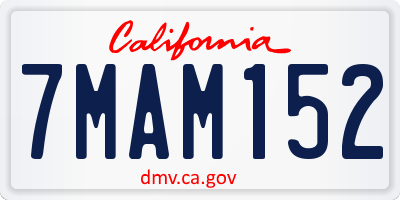 CA license plate 7MAM152