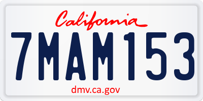 CA license plate 7MAM153