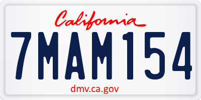 CA license plate 7MAM154