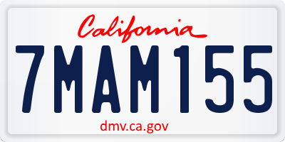 CA license plate 7MAM155