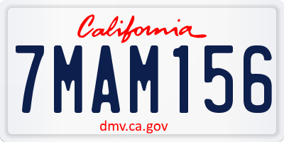 CA license plate 7MAM156