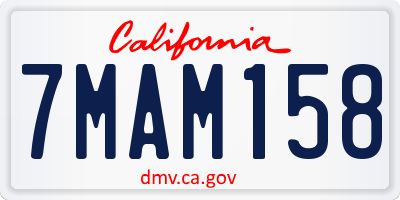 CA license plate 7MAM158