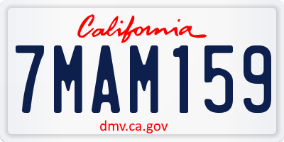 CA license plate 7MAM159