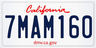 CA license plate 7MAM160