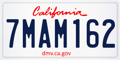 CA license plate 7MAM162