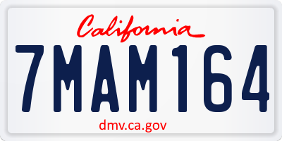 CA license plate 7MAM164
