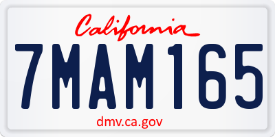 CA license plate 7MAM165
