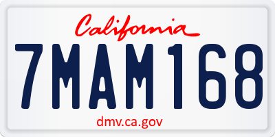 CA license plate 7MAM168
