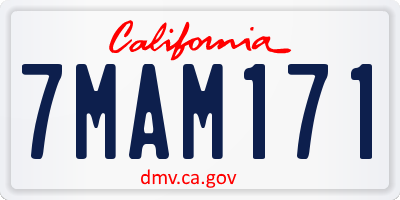 CA license plate 7MAM171