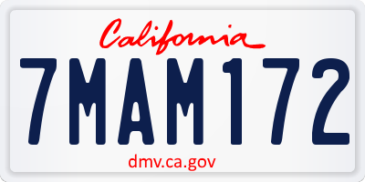 CA license plate 7MAM172