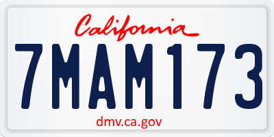 CA license plate 7MAM173