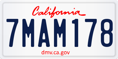 CA license plate 7MAM178