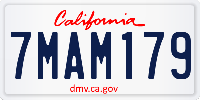 CA license plate 7MAM179