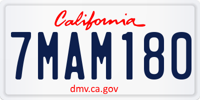 CA license plate 7MAM180