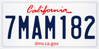 CA license plate 7MAM182