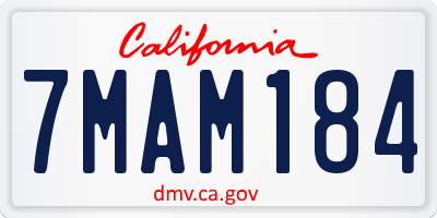 CA license plate 7MAM184
