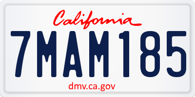 CA license plate 7MAM185